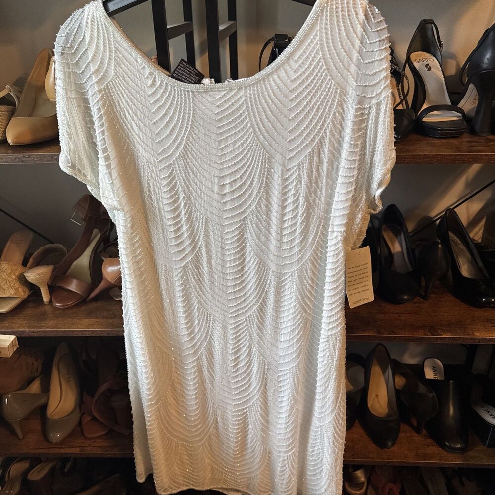 NWT Nordstrom Pisarro Nights White/cream Sequin Silk Dress Sz 16